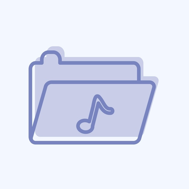 Carpeta de música de íconos adecuada para el diseño de estilo de símbolo de música de dos tonos editable