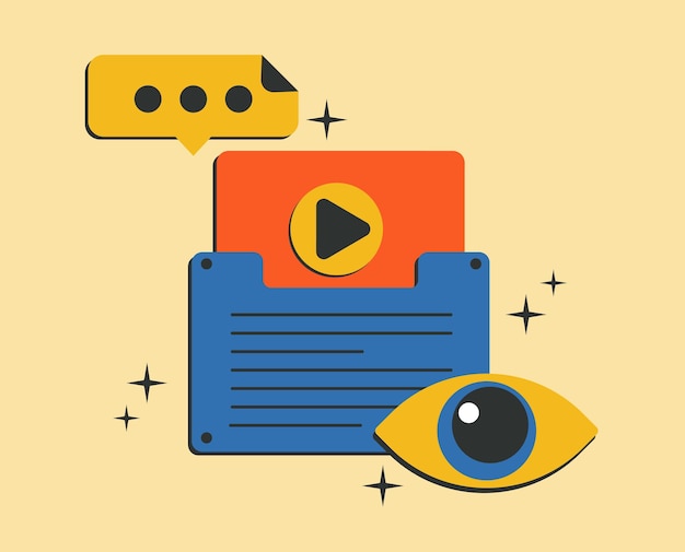 Carpeta con recursos de medios Concepto de contenido atractivo Contenido multimedia Ilustración vectorial
