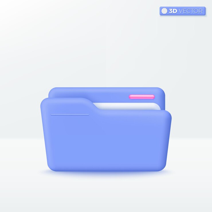 Vector carpeta con símbolo de icono de archivo información cartera en línea para presentación búsqueda cómoda concepto de gestión de archivos 3d vector ilustración aislada estilo pastel de dibujos animados minimal