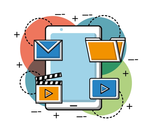 carpeta de teléfono móvil video correo electrónico redes sociales
