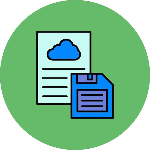 una carpeta verde y azul con una nube en ella y una carpeta azul con un papel azul en el medio