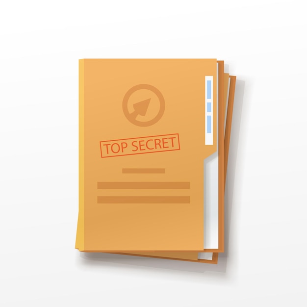 carpetas de documentos apiladas con sello secreto