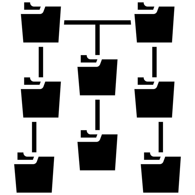 Carpetas Estructura de red Glyph Ilustración en negro sólido