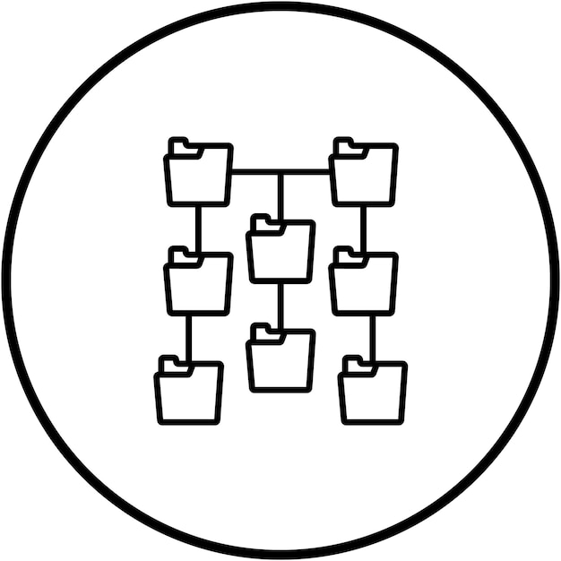 Carpetas Estructura de red Imagen vectorial de íconos Se puede utilizar para alojamiento web