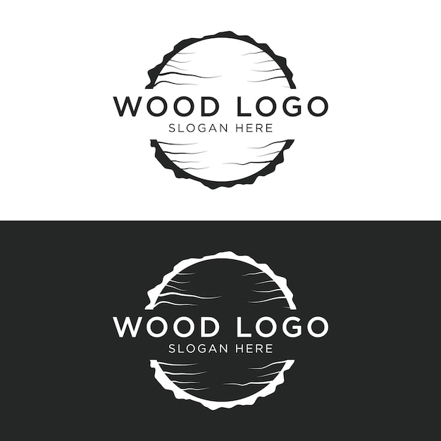 Carpintero de diseño de plantilla de logotipo de madera y fibra natural y tablón de madera con herramientas de sierra artesanal