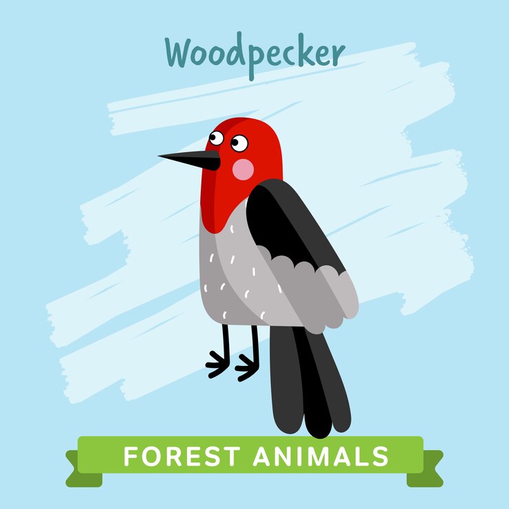 Vector carpinteros animales del bosque.