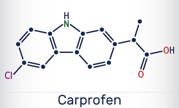 El carprofen es un fármaco antiinflamatorio no esteroide de estructura molecular de AINEs utilizado como medicamento veterinario