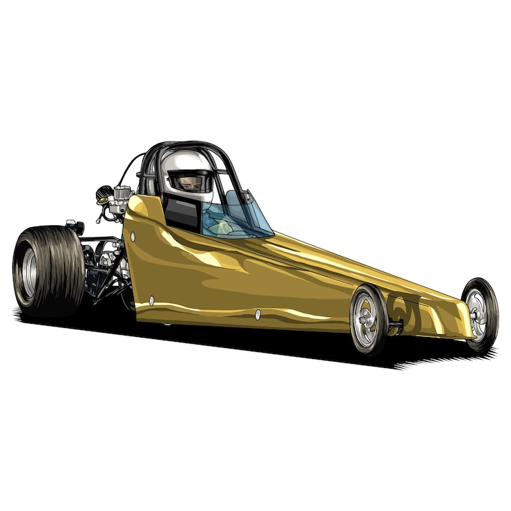 Vector carrera de arrastre aislada sobre fondo blanco para póster, impresión de camiseta, elemento comercial, contenido de redes sociales, blog, pegatina, vlog y tarjeta. ilustración vectorial.
