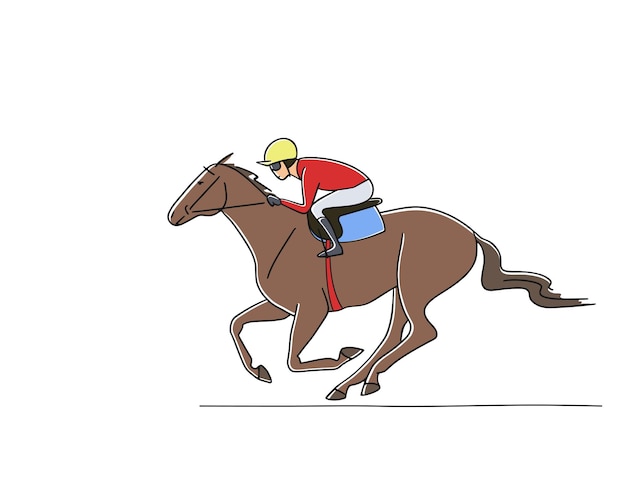 Vector carrera de caballos y jockey carreras de la ilustración de vector de pista aislado sobre fondo blanco