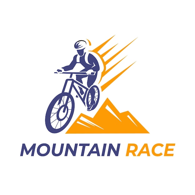 Vector carrera de montaña de logotipo de bicicleta detallada