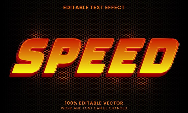 Vector carrera de velocidad resplandor de neón texto editable en 3d estilo de efecto