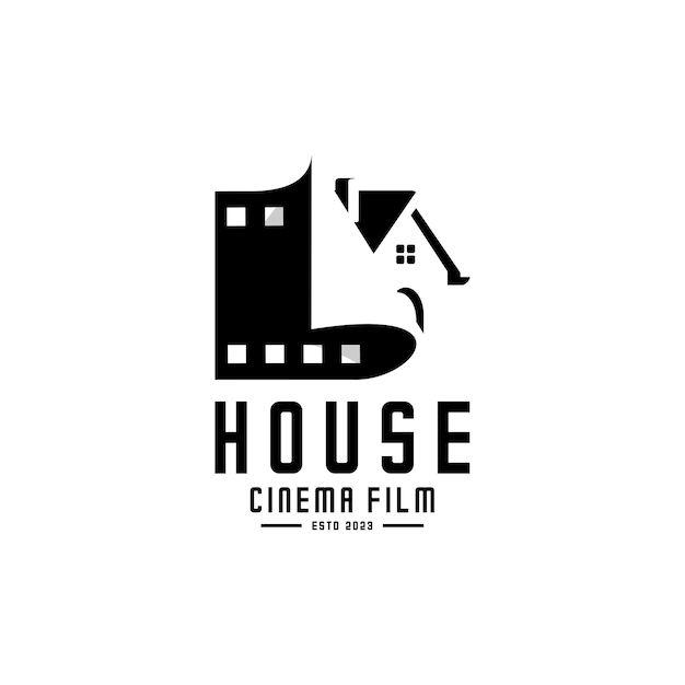 carrete de película y casa vector cine logo vector