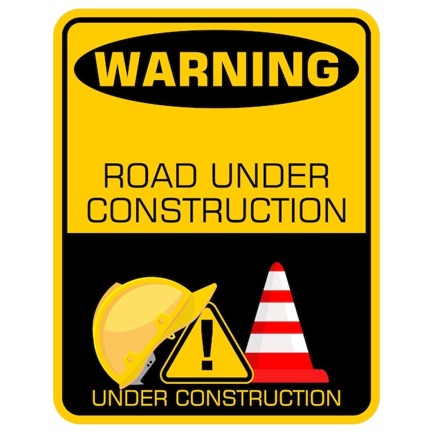 Carretera de advertencia en vector de señal de construcción