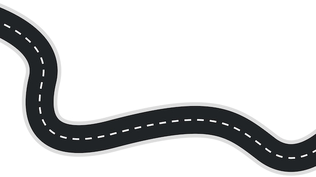 Carretera de asfalto ondulada con curvas sinuosas Pista de carreras y carretera aisladas en un fondo blanco Vector