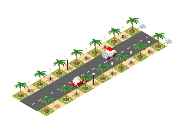 Carretera isométrica ciudad 3d