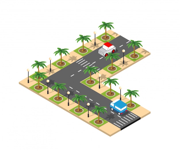 Carretera isométrica ciudad 3D