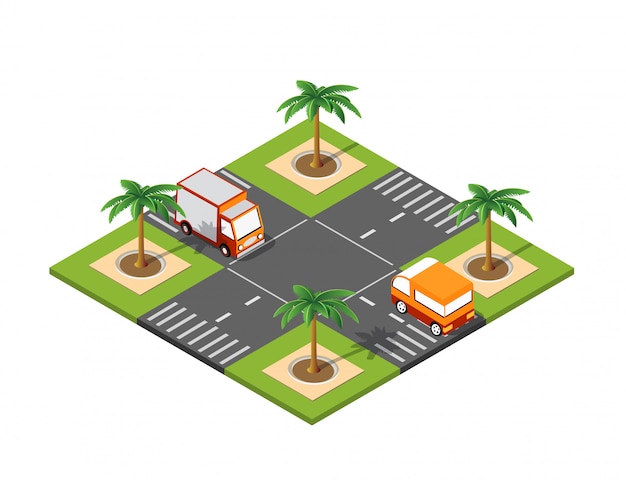 Carretera isométrica ciudad 3D