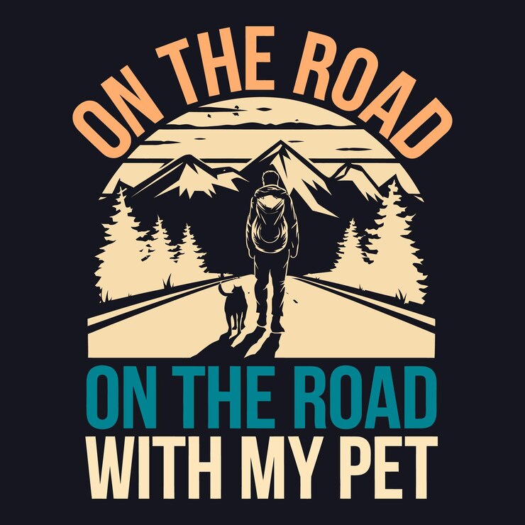 Vector en la carretera con mi mascota cada viaje es mejor juntos