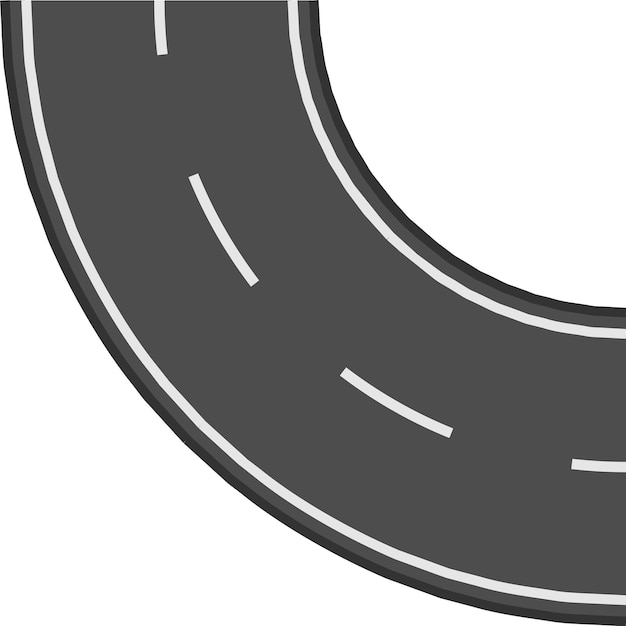 La carretera sinuosa con divisores de carriles blancos crea una sensación de viaje y dirección que simboliza el movimiento y el transporte Perfecto para ilustrar conceptos de viaje