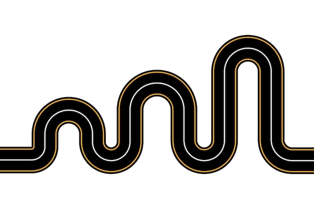 Carretera sinuosa sobre fondo blanco Carretera curva de asfalto o carretera Ilustración vectorial EPS10