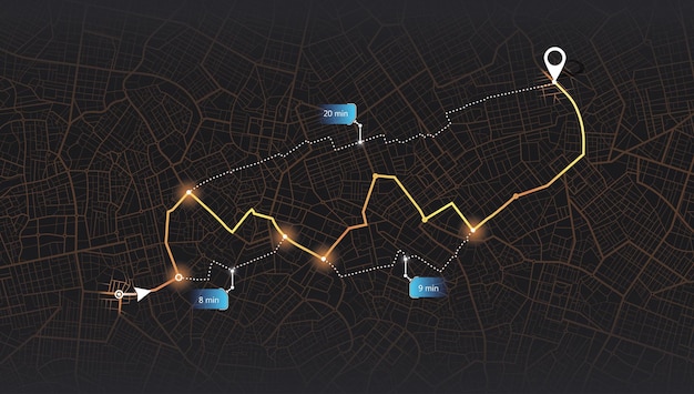 Carreteras y ubicaciones GPS navegador pantalla decorativa gráfico mapa turístico calles y carreteras