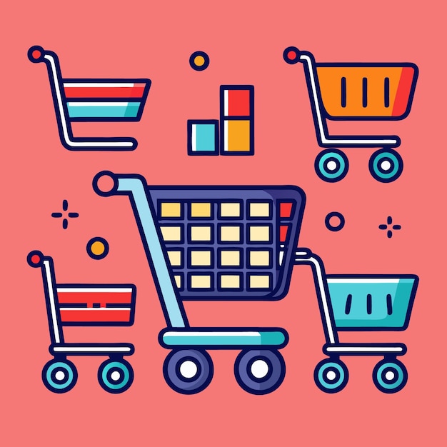 Carretes de compras de diseño colorido y moderno