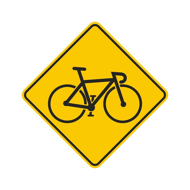 Carril para bicicletas imprimible aislado señal de línea de carretera de bicicletas en formato amarillo de seguridad rectangular cuadrado