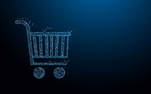 Vector el carrito de la compra forma líneas y diseño de estilo de partícula