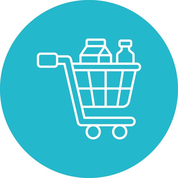 un carrito de compras con una botella de agua en él