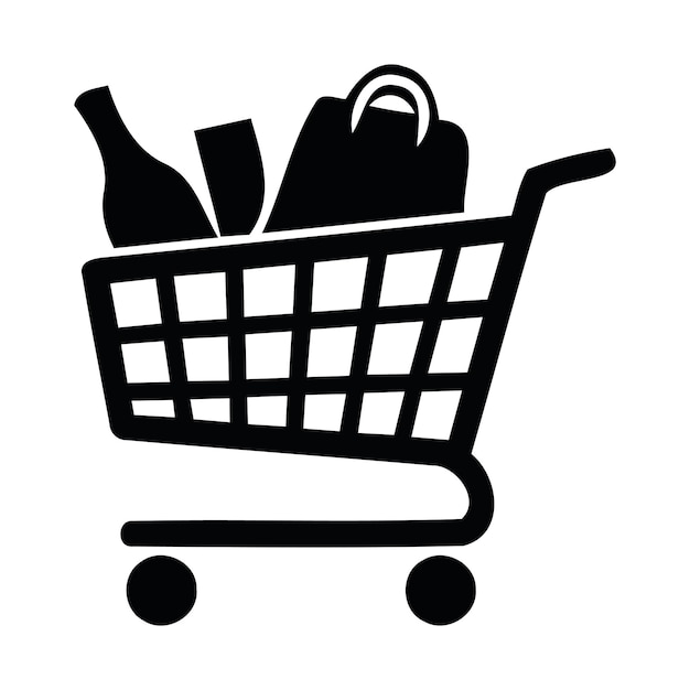 un carrito de compras con una botella de cerveza en él