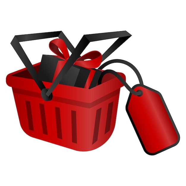 El carrito de compras y la caja de regalos de la venta del viernes negro