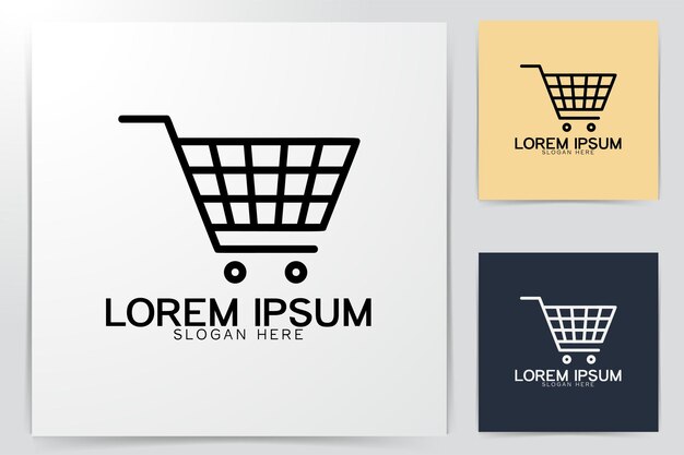 Carrito de compras carrito icono logo Ideas. Diseño de logotipo de inspiración. Ilustración de vector de plantilla. Aislado sobre fondo blanco