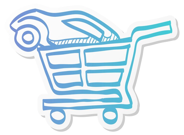 Vector carrito de compras con coche
