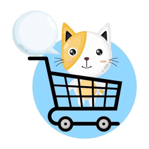 Carrito de compras gato lindo personaje logo