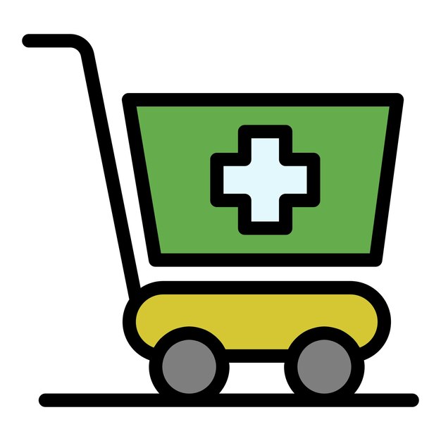 Carrito de compras con un icono de cruz Contorno del carrito de compras Con un icono vectorial de cruz Color plano aislado