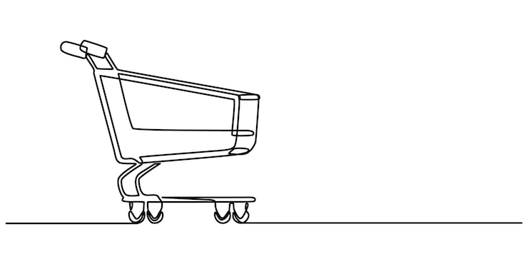 Vector carrito de compras icono de línea continua carrito de compra dibujo continuo de una línea de arte compras en línea