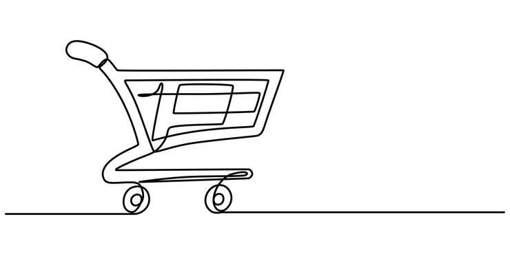 Vector carrito de compras icono de línea continua carrito de compra dibujo continuo de una línea de arte compras en línea