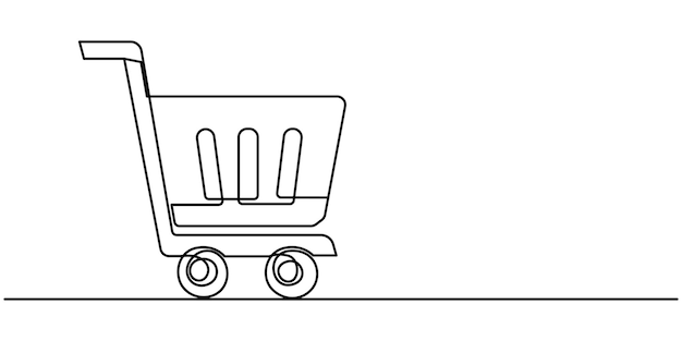 Carrito de compras Icono de línea continua Carrito de compra dibujo continuo de una línea de arte Compras en línea