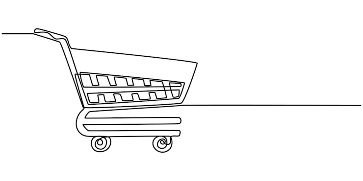 Vector carrito de compras icono de línea continua carrito de compra dibujo continuo de una línea de arte compras en línea