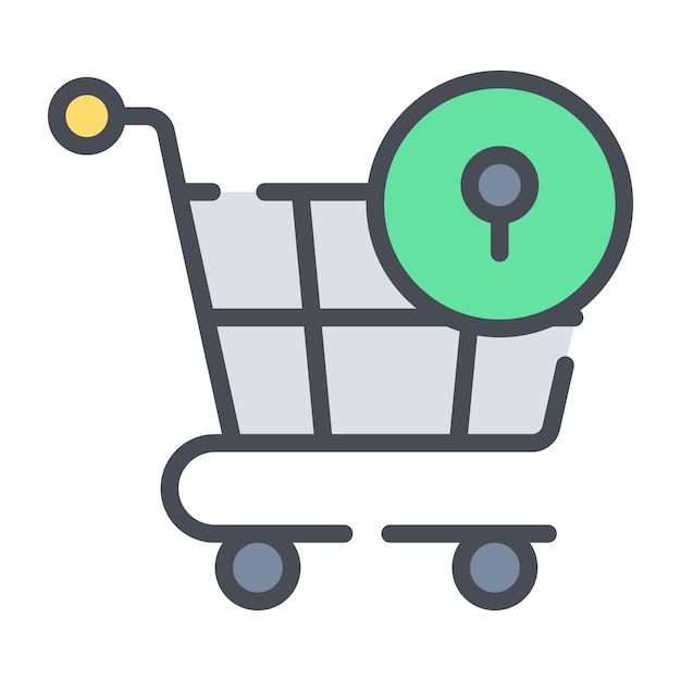 Carrito de compras con icono de seguridad de compras con bloqueo seguro