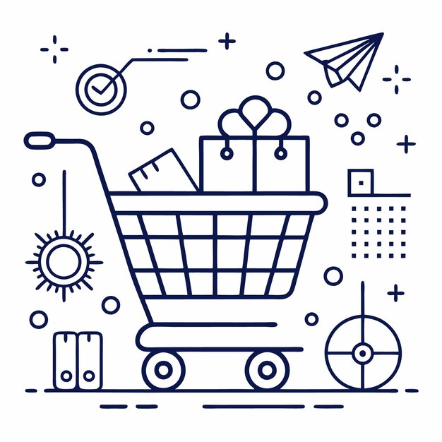 Carrito de compras inteligente lleno de productos con marketing dirigido