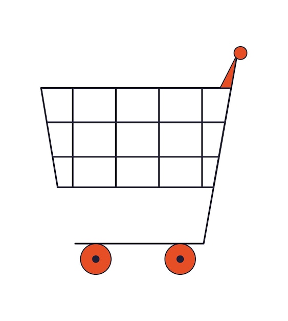 Carrito de compras línea plana color objeto vectorial aislado Imagen de clip art editable en fondo blanco Ilustración de lugar de dibujos animados de contorno simple para diseño web