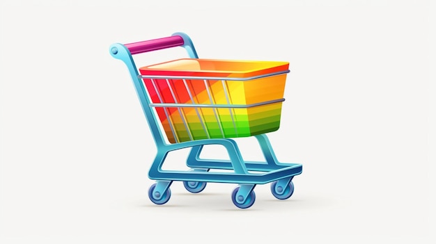 Vector un carrito de compras con un logotipo de arco iris en él