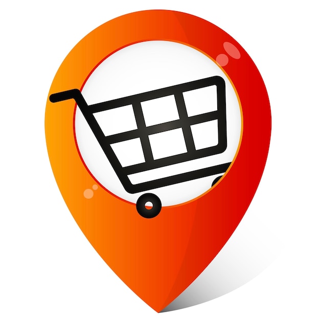 Carrito de compras y marcador de ubicación del mapa