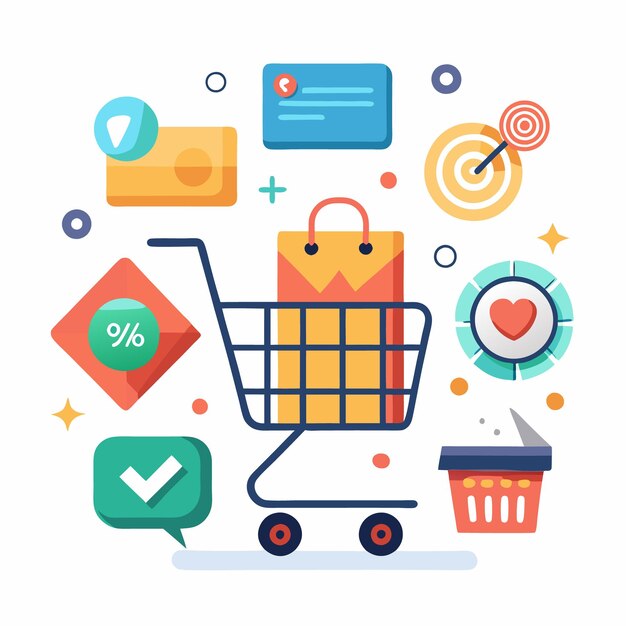 Carrito de compras con ofertas de descuento y entrega