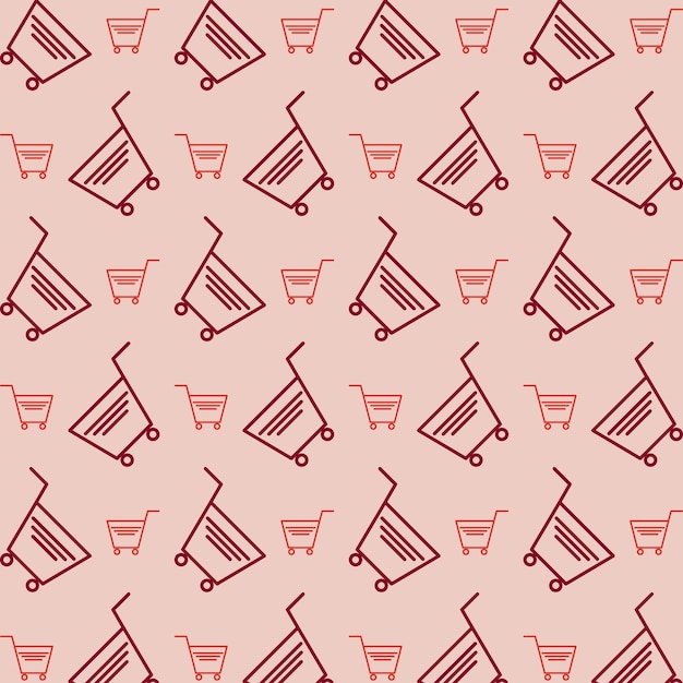 Carrito de compras repitiendo patrón rojo abstracto hermoso fondo de ilustración vectorial