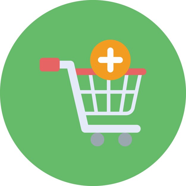 un carrito de compras con un signo más en él