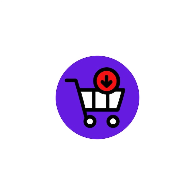 Carrito de compras con Vector de íconos de flecha de descarga para tiendas en línea