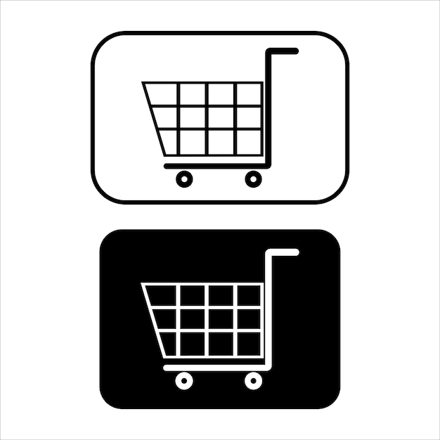 Vector carrito de compras vectorial con iconos de conjunto de marketing