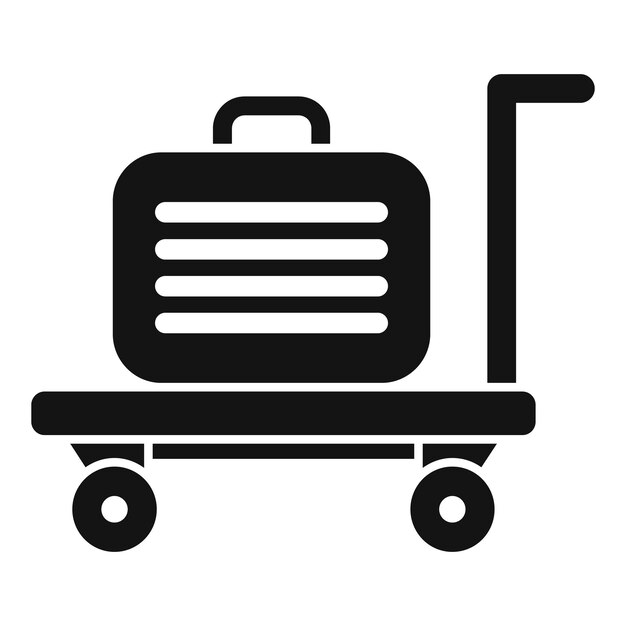 Carrito de equipaje con icono de bolsa pequeña vector simple viaje de entrega